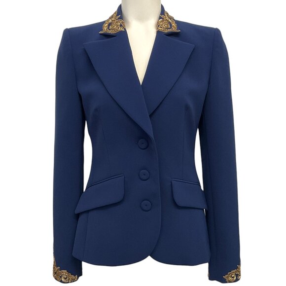 Moschino Jackets & Blazers - Moschino Couture Navy Blue Blazer with Gold Metal Embroidery